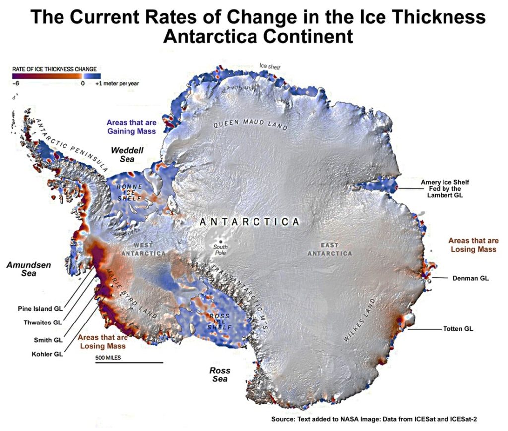 Ice Thickness Change Antarctica